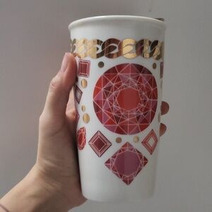 Starbucks 2014 gold and jewels ceramic tumbler 14 oz